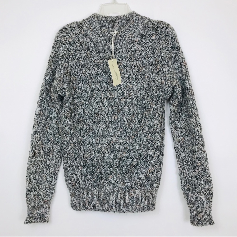 NWT Universal Thread Marled Grey Cable Knit Crew Neck Sweater Women's Size XS